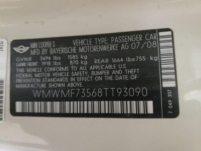 Photo 10 from auction – 2008 MINI COOPER S with VIN WMWMF73568TT93090