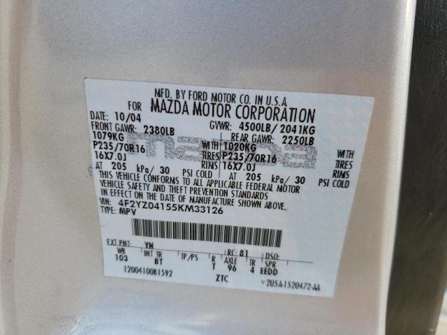 Photo 10 from auction – 2005 MAZDA TRIBUTE S with VIN 4F2YZ04155KM33126