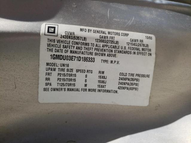 Photo 10 from auction – 2001 PONTIAC MONTANA with VIN 1GMDU03E71D186333