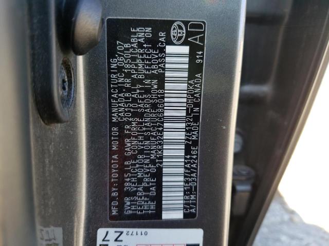 Photo 10 from auction – 2007 TOYOTA COROLLA MA with VIN 2T1KR32E47C686018