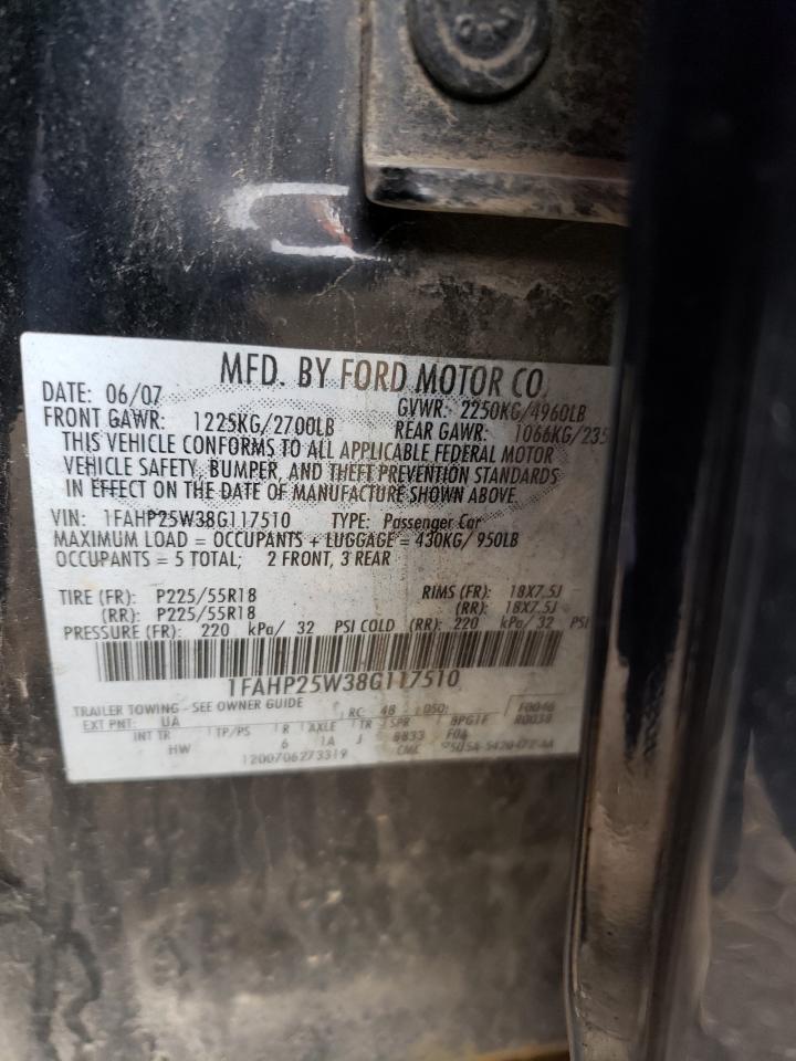 Photo 10 from auction – 2008 FORD TAURUS LIM with VIN 1FAHP25W38G117510