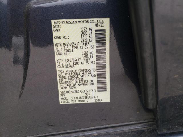Photo 10 from auction – 2011 NISSAN PATHFINDER with VIN 5N1AR1NN2BC635271