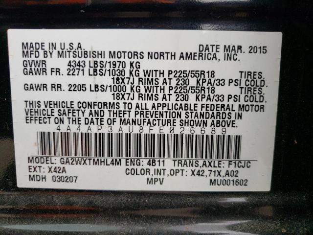 Photo 10 from auction – 2015 MITSUBISHI OUTLANDER with VIN 4A4AP3AU8FE026689