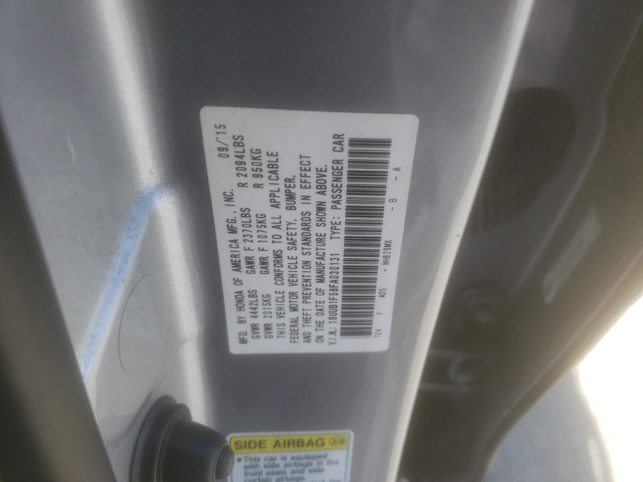 Photo 10 from auction – 2015 ACURA TLX TECH with VIN 19UUB1F58FA030131