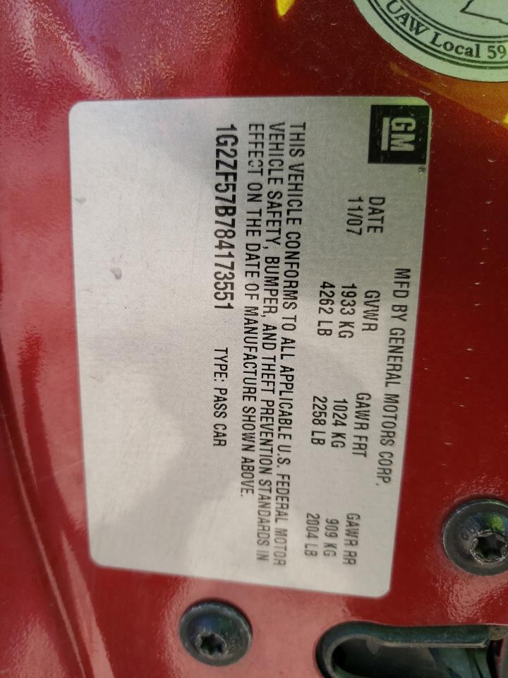 Photo 10 from auction – 2008 PONTIAC G6 VALUE L with VIN 1G2ZF57B784173551