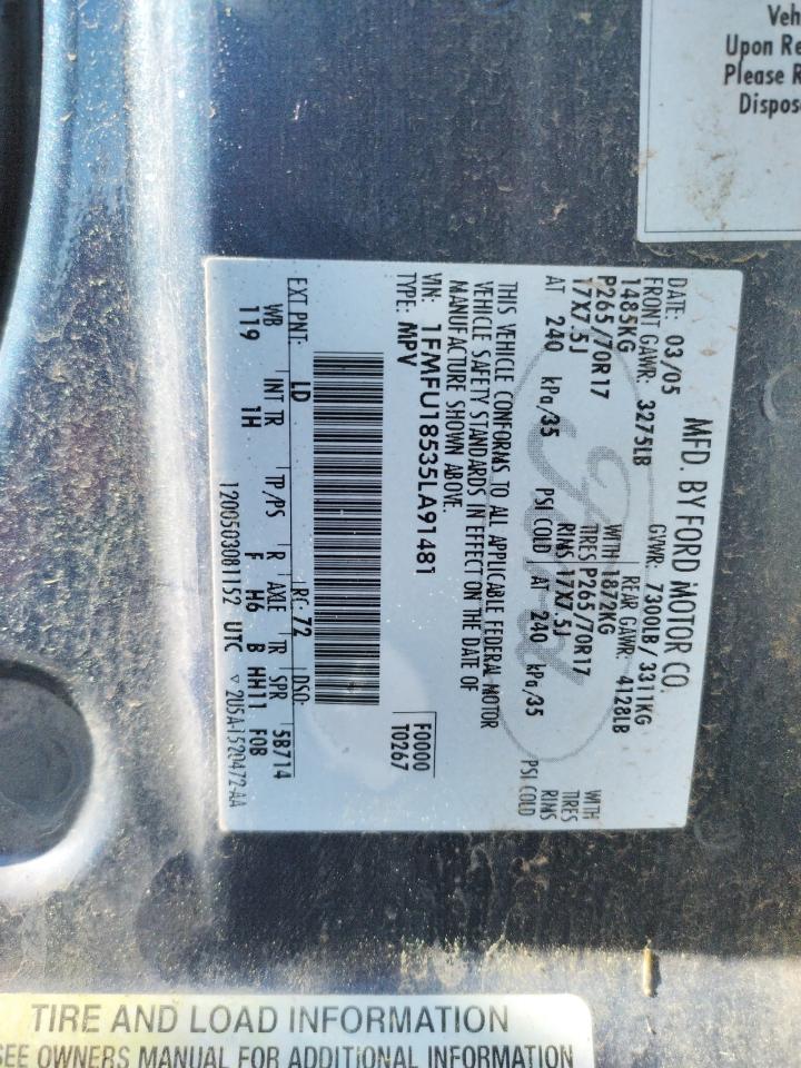 Photo 10 from auction – 2005 FORD EXPEDITION with VIN 1FMFU18535LA91481
