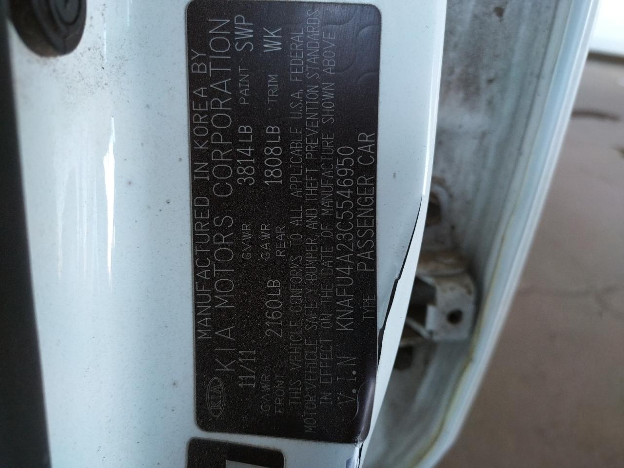 Photo 10 from auction – 2012 KIA FORTE EX with VIN KNAFU4A23C5546950