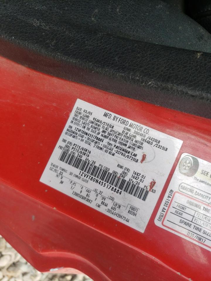 Photo 10 from auction – 2005 FORD MUSTANG with VIN 1ZVFT80N455178884