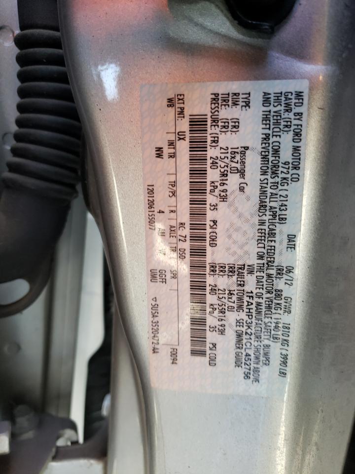 Photo 10 from auction – 2012 FORD FOCUS SE with VIN 1FAHP3K21CL452756