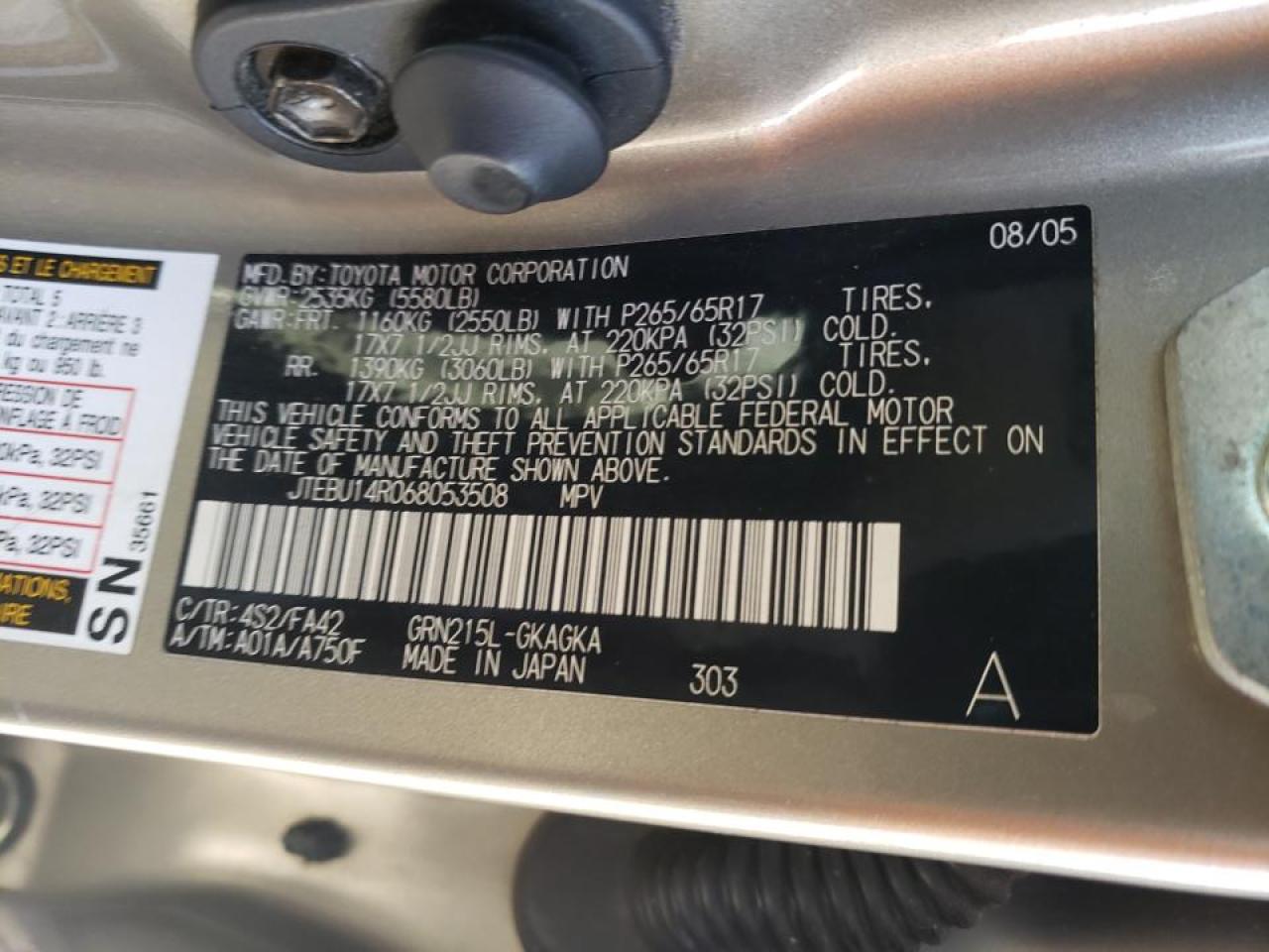 Zdjęcie 10 z aukcji – 2006 TOYOTA 4RUNNER SR z VIN JTEBU14R068053508