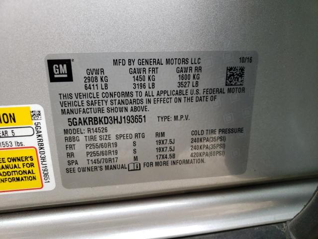Photo 10 from auction – 2017 BUICK ENCLAVE with VIN 5GAKRBKD3HJ193651
