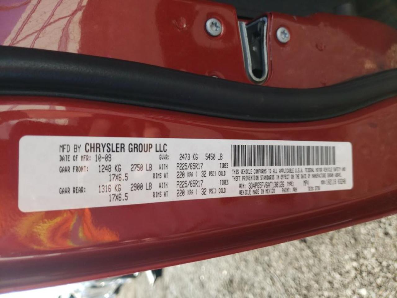 Photo 10 from auction – 2010 DODGE JOURNEY SX with VIN 3D4PG5FV6AT138126