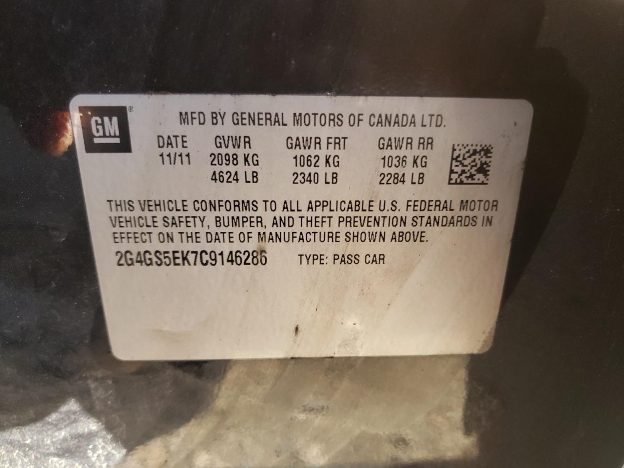 Photo 10 from auction – 2012 BUICK REGAL PREM with VIN 2G4GS5EK7C9146286