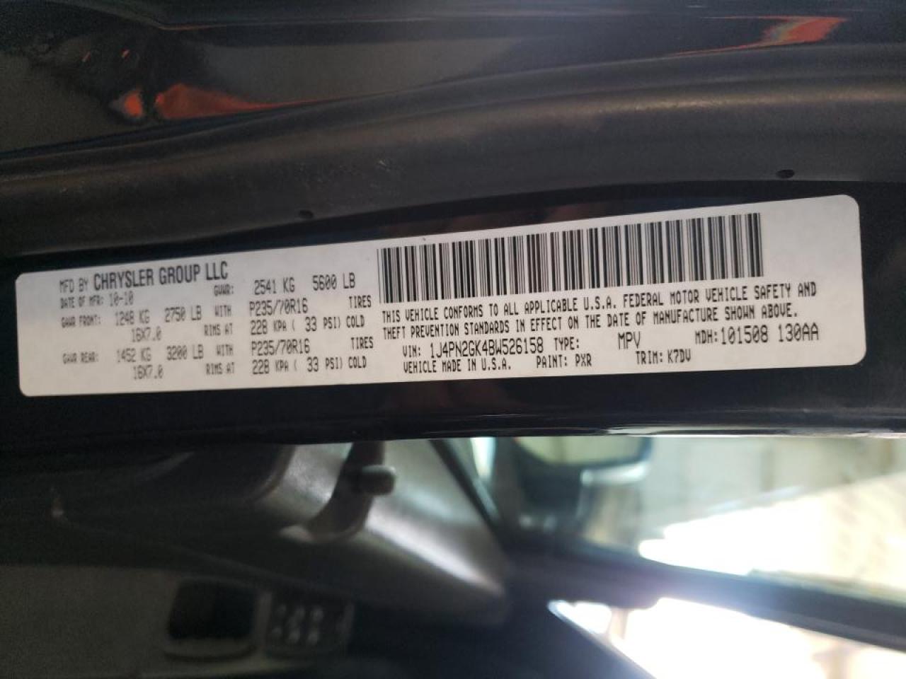 Photo 10 from auction – 2011 JEEP LIBERTY SP with VIN 1J4PN2GK4BW526158