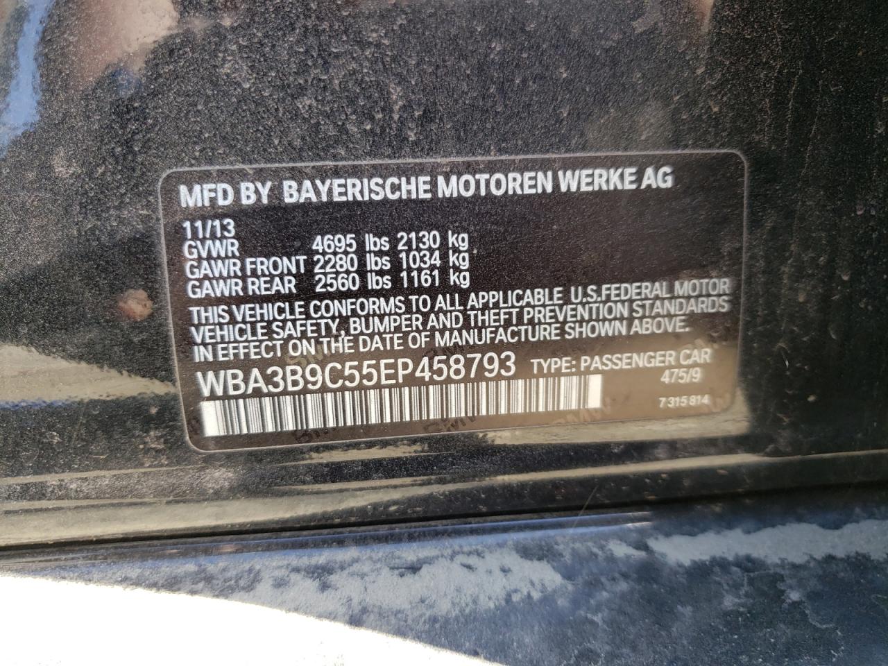 Photo 10 from auction – 2014 BMW 335 XI with VIN WBA3B9C55EP458793