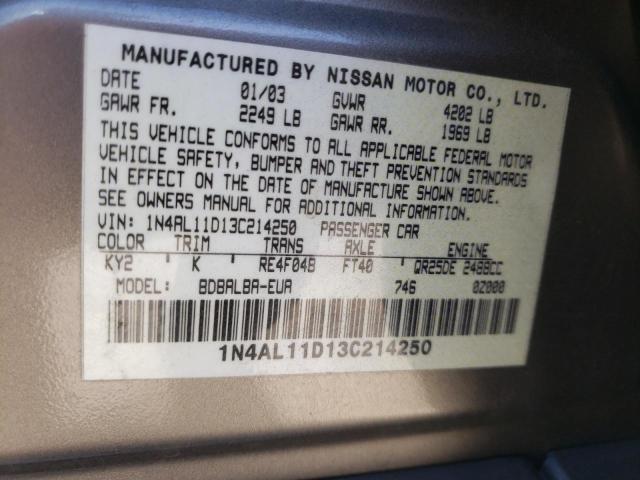 Photo 10 from auction – 2003 NISSAN ALTIMA BAS with VIN 1N4AL11D13C214250