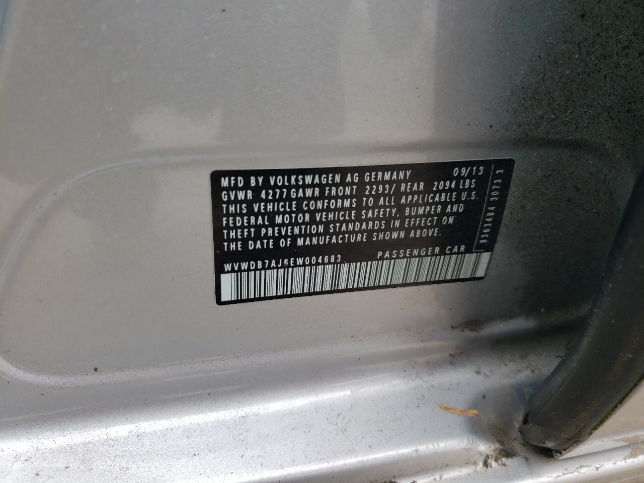 Photo 10 from auction – 2014 VOLKSWAGEN GOLF with VIN WVWDB7AJ6EW004683