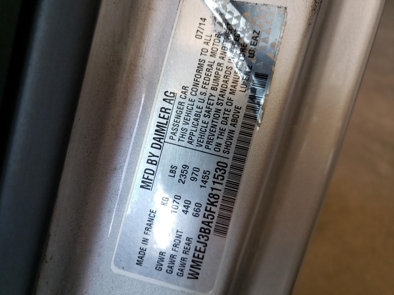 Photo 10 from auction – 2015 SMART FORTWO PUR with VIN WMEEJ3BA5FK811530
