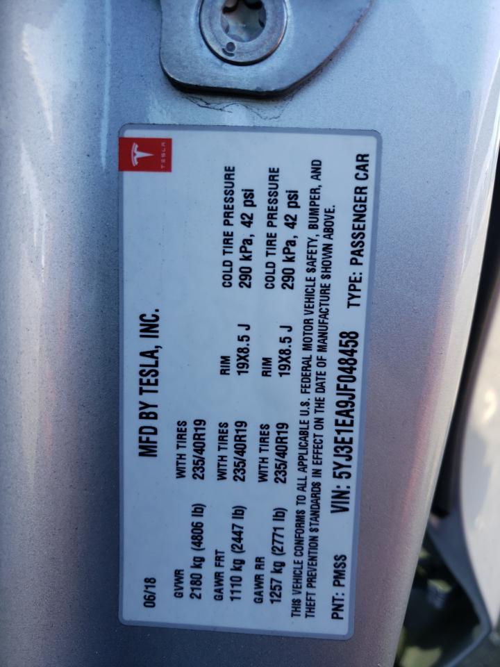 Photo 10 from auction – 2018 TESLA MODEL 3 with VIN 5YJ3E1EA9JF048458