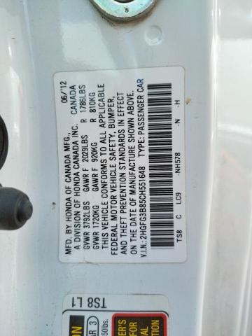 Photo 10 from auction – 2012 HONDA CIVIC EX with VIN 2HGFG3B85CH551648