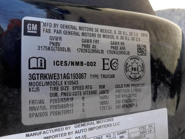 Photo 10 from auction – 2010 GMC SIERRA K15 with VIN 3GTRKWE31AG193067