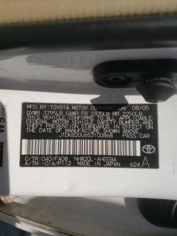 Photo 10 from auction – 2005 TOYOTA PRIUS with VIN JTDKB20U653100868