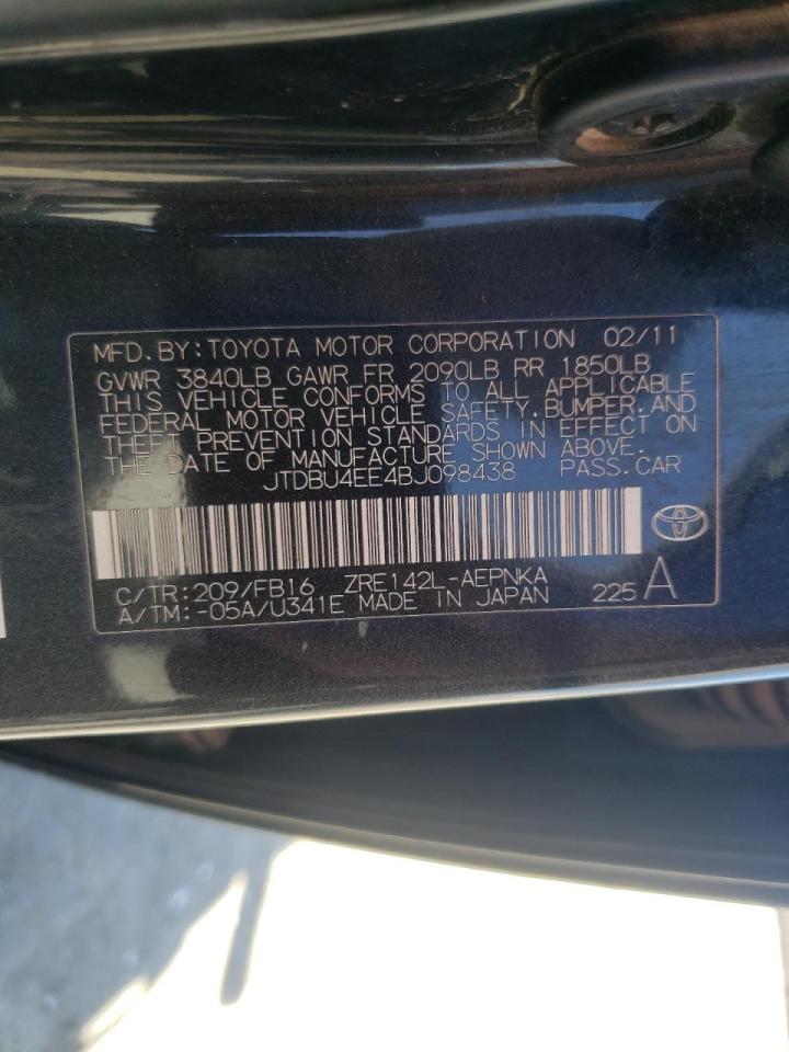 Photo 10 from auction – 2011 TOYOTA COROLLA BA with VIN JTDBU4EE4BJ098438