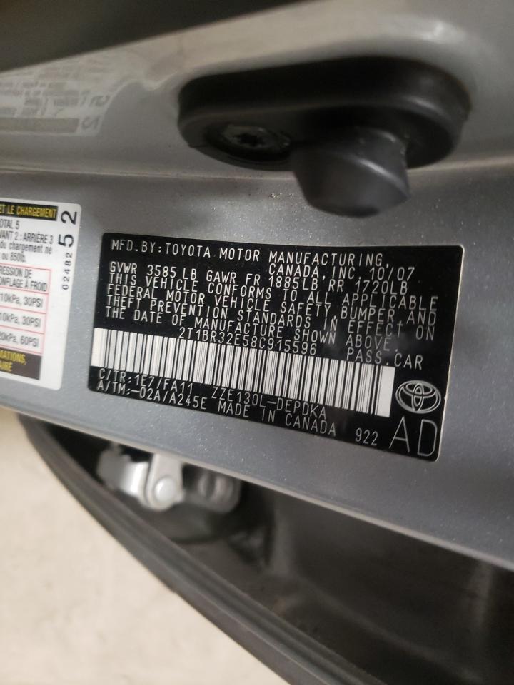 Photo 10 from auction – 2008 TOYOTA COROLLA CE with VIN 2T1BR32E58C915596