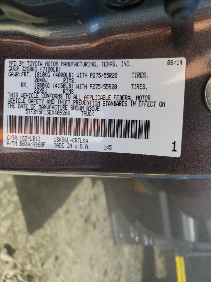 Photo 10 from auction – 2014 TOYOTA TUNDRA DOU with VIN 5TFBY5F13EX409266