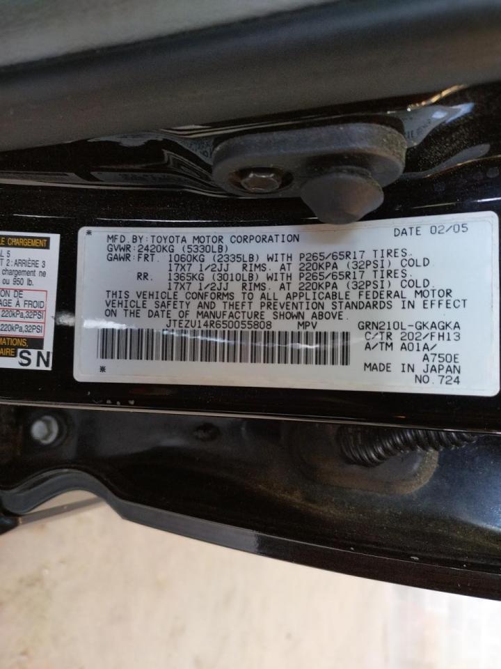 Photo 10 from auction – 2005 TOYOTA 4RUNNER SR with VIN JTEZU14R650055808