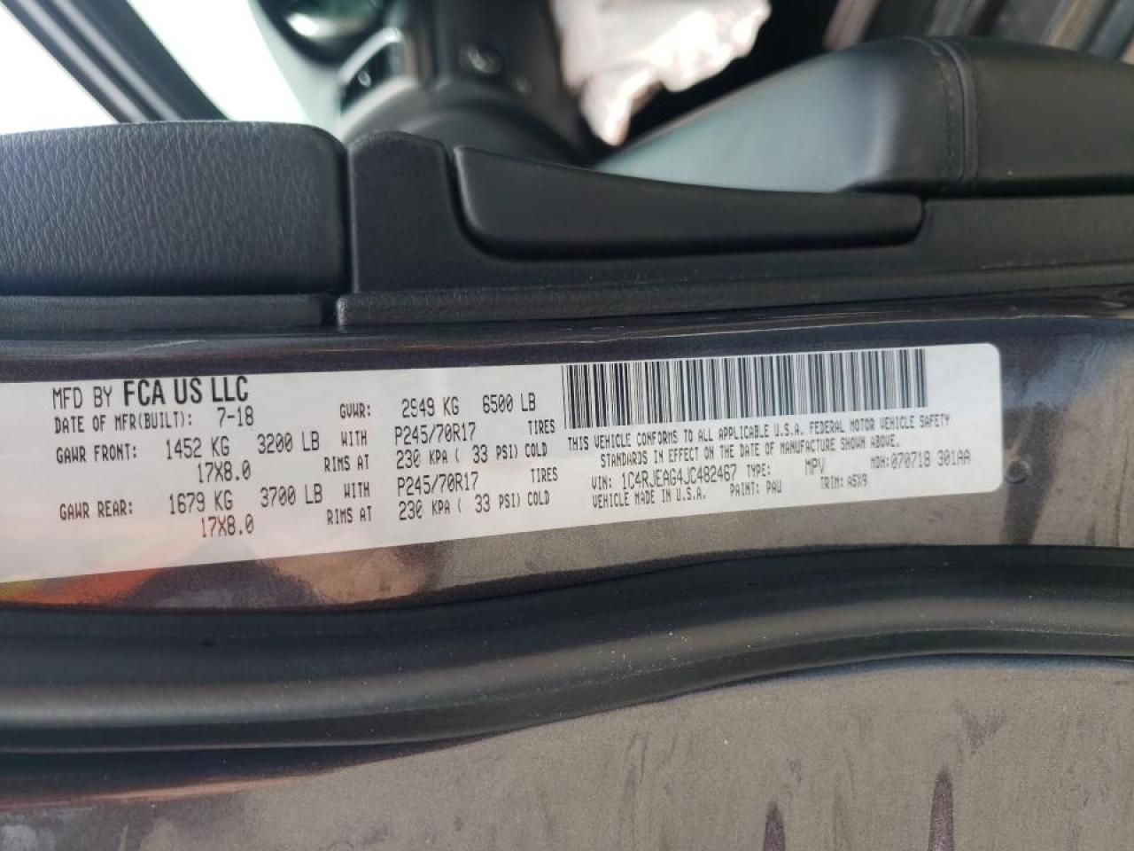 Photo 10 from auction – 2018 JEEP GRAND CHER with VIN 1C4RJEAG4JC482467