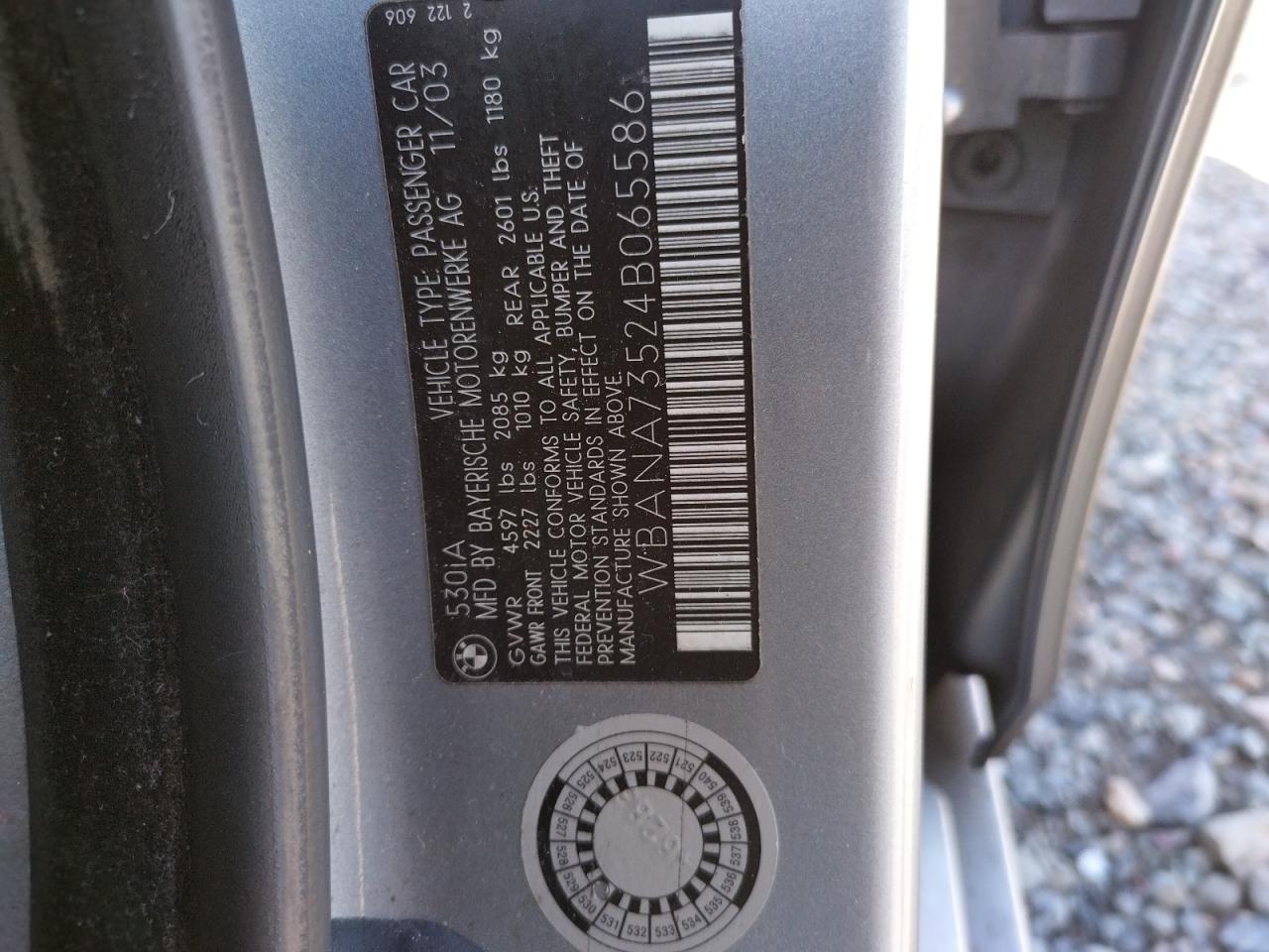 Photo 10 from auction – 2004 BMW 530 I with VIN WBANA73524B065586
