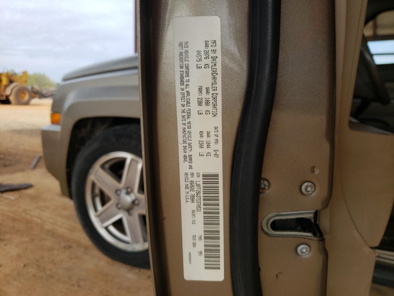 Photo 10 from auction – 2007 JEEP PATRIOT SP with VIN 1J8FF28W37D370531