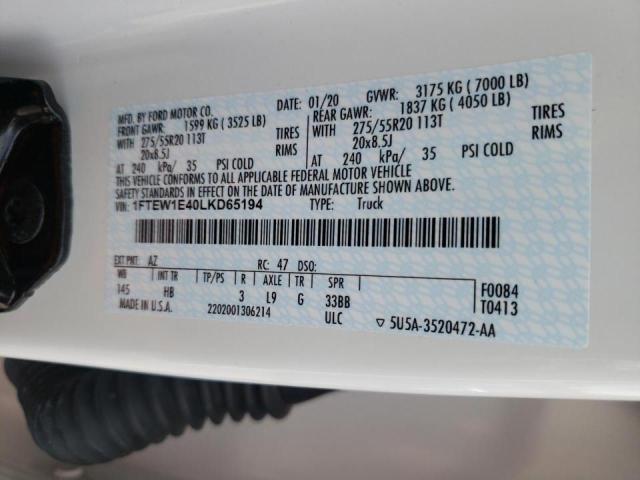Photo 10 from auction – 2020 FORD F150 SUPER with VIN 1FTEW1E40LKD65194