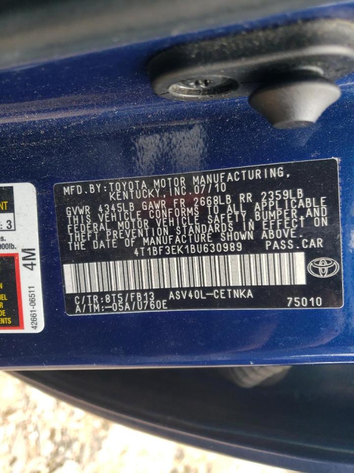 Photo 10 from auction – 2011 TOYOTA CAMRY BASE with VIN 4T1BF3EK1BU630989