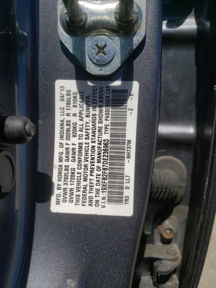 Photo 10 from auction – 2013 HONDA CIVIC EX with VIN 19XFB2F87DE236963