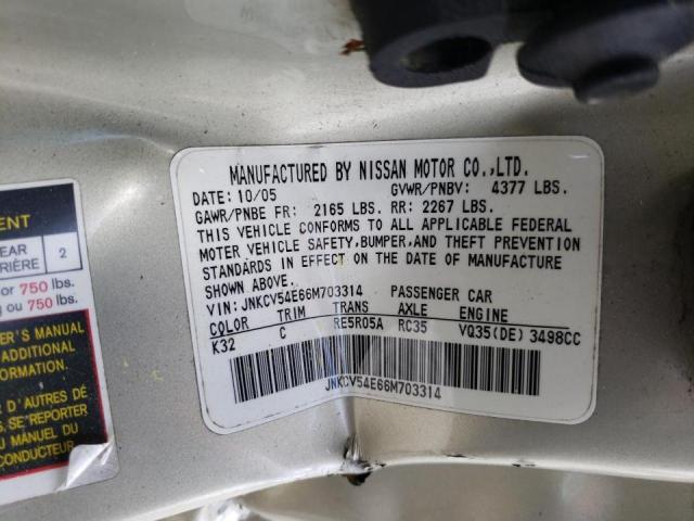 Photo 10 from auction – 2006 INFINITI G35 with VIN JNKCV54E66M703314