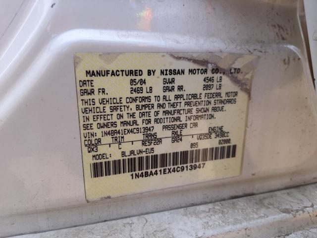 Photo 10 from auction – 2004 NISSAN MAXIMA SE with VIN 1N4BA41EX4C913947
