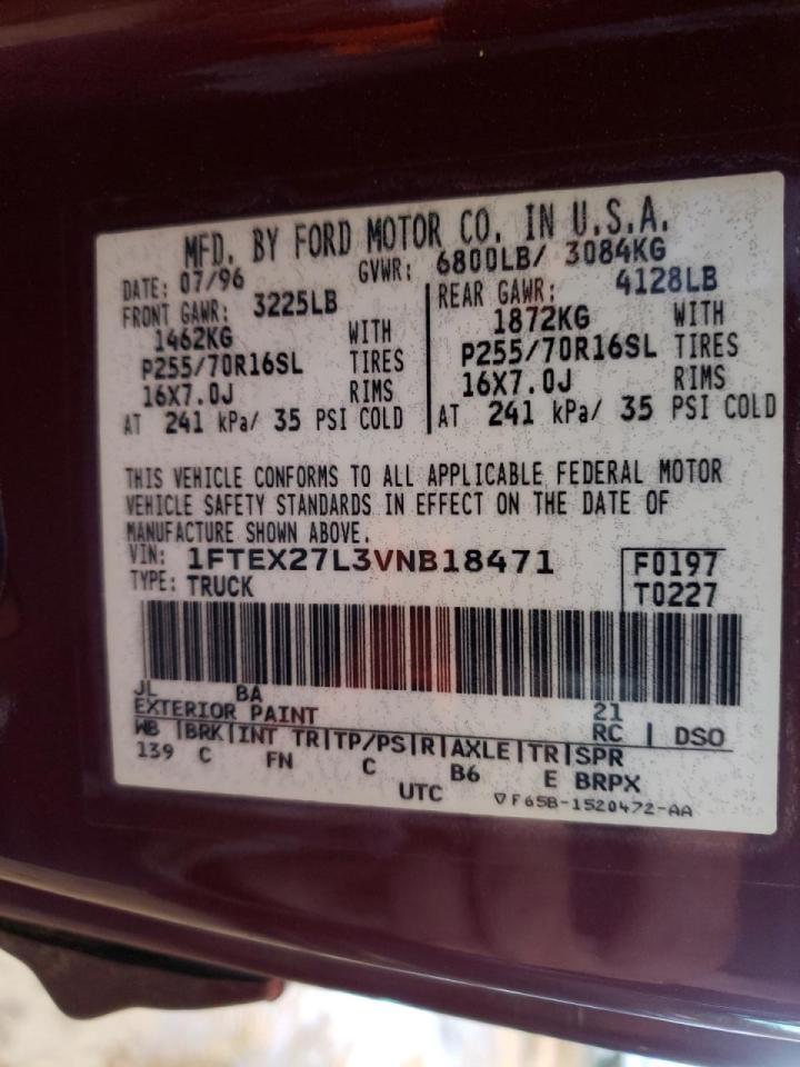 Photo 10 from auction – 1997 FORD F250 with VIN 1FTEX27L3VNB18471