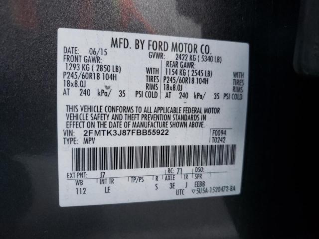 Photo 10 from auction – 2015 FORD EDGE SEL with VIN 2FMTK3J87FBB55922