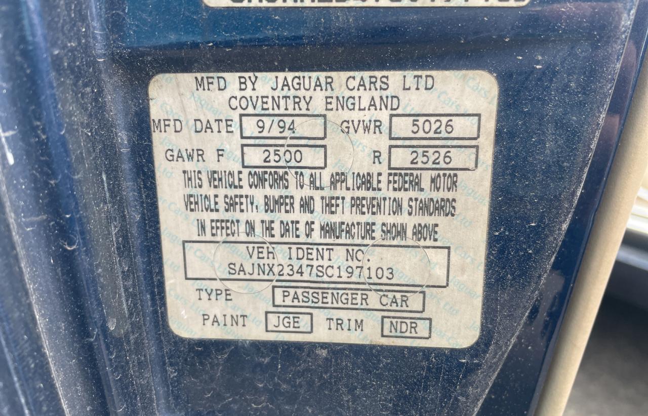 Photo 10 from auction – 1995 JAGUAR XJS 2+2 with VIN SAJNX2347SC197103