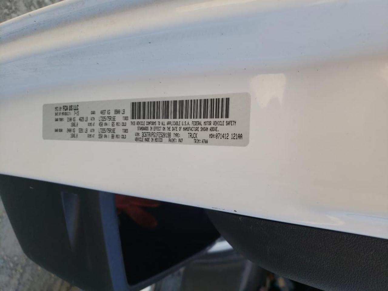Photo 10 from auction – 2015 RAM PROMASTER with VIN 3C6TRVPG1FE520198