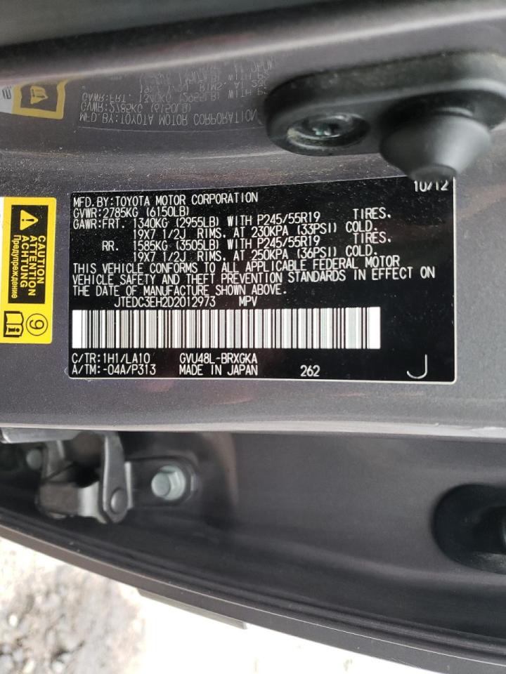 Photo 10 from auction – 2013 TOYOTA HIGHLANDER with VIN JTEDC3EH2D2012973