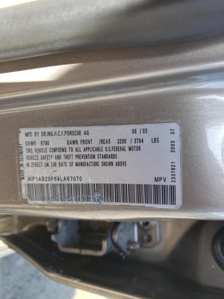 Photo 10 from auction – 2004 PORSCHE CAYENNE S with VIN WP1AB29P64LA67070