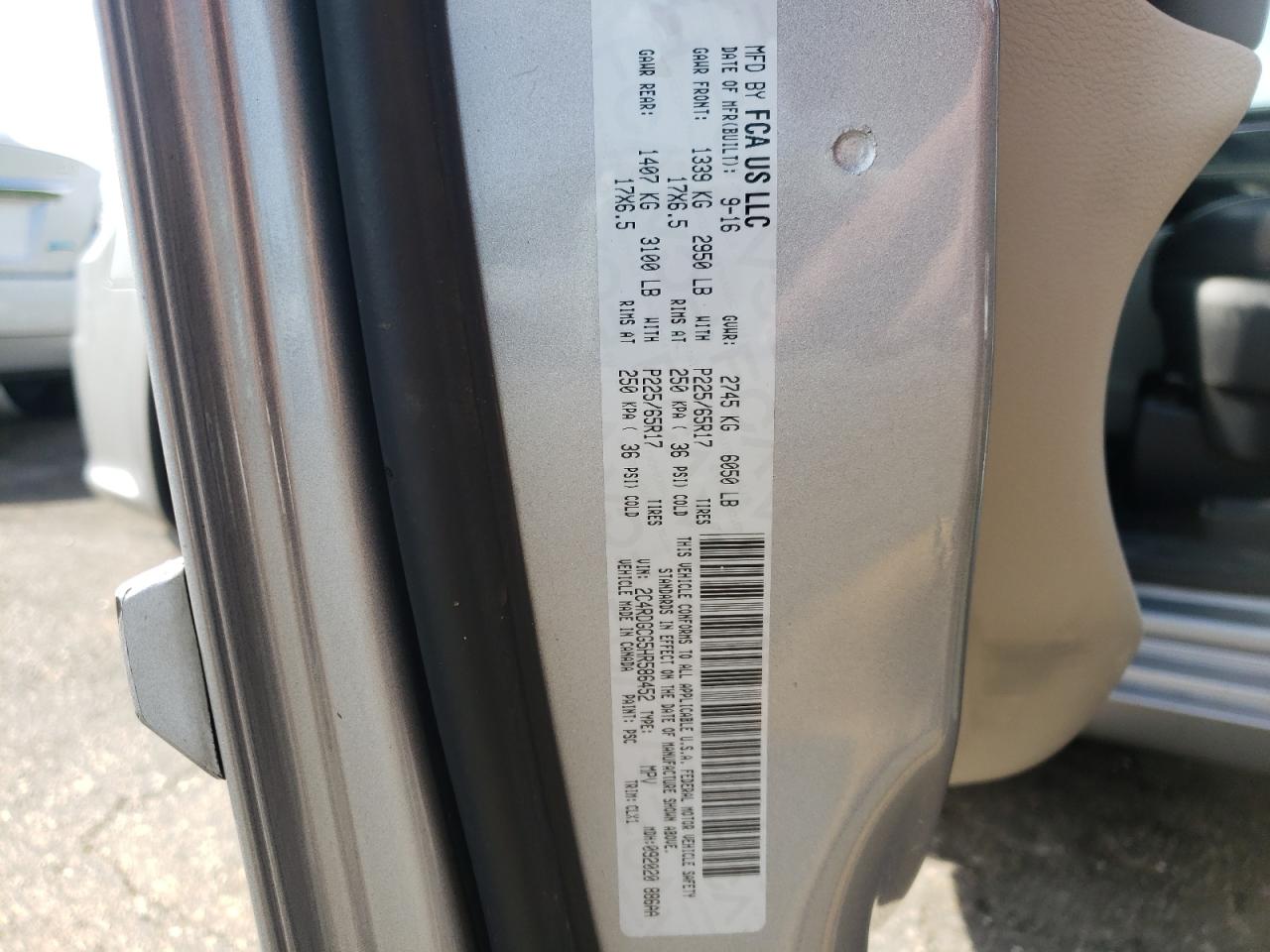 Zdjęcie 10 z aukcji – 2017 DODGE GRAND CARA z VIN 2C4RDGCG5HR586452