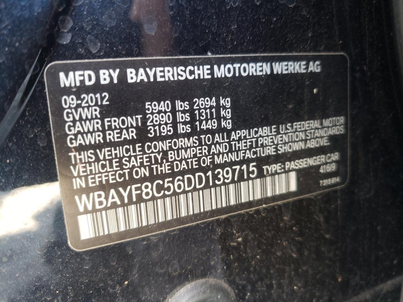 Photo 10 from auction – 2013 BMW ALPINA B7 with VIN WBAYF8C56DD139715