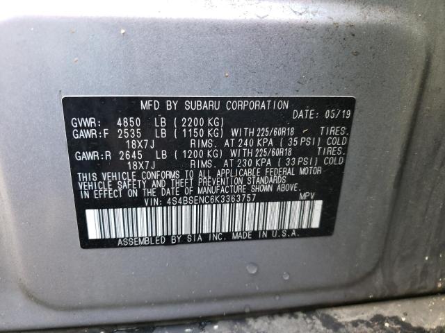 Photo 10 from auction – 2019 SUBARU OUTBACK 3. with VIN 4S4BSENC6K3363757