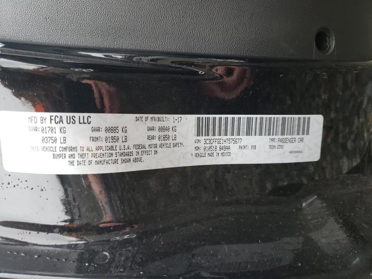 Photo 10 from auction – 2017 FIAT 500 ELECTR with VIN 3C3CFFGE1HT575677