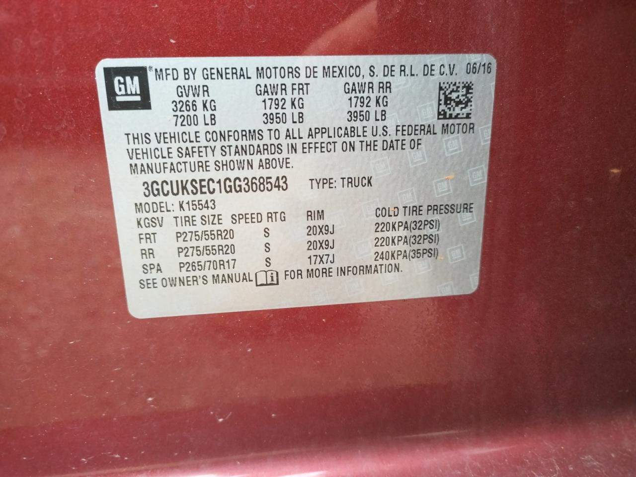Photo 10 from auction – 2016 CHEVROLET SILVERADO with VIN 3GCUKSEC1GG368543