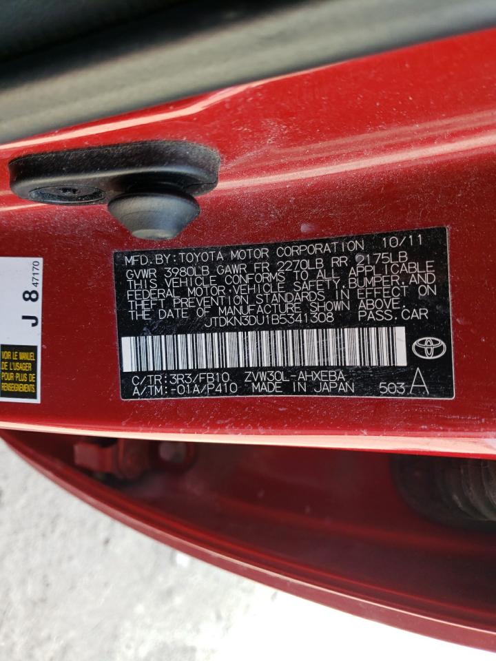 Zdjęcie 10 z aukcji – 2011 TOYOTA PRIUS z VIN JTDKN3DU1B5341308
